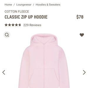 Skims Cotton Fleece Classic Zip Up Hoodie